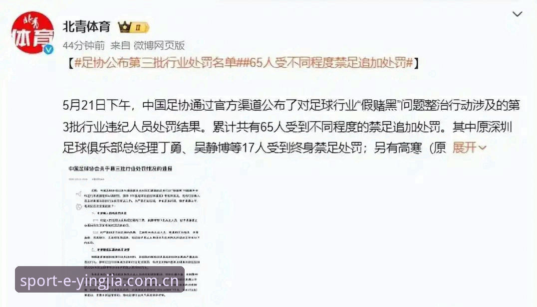 盈嘉体育注册iOS版 中国足协第三批禁足名单全面解析:65人受罚背后的行业肃清风暴